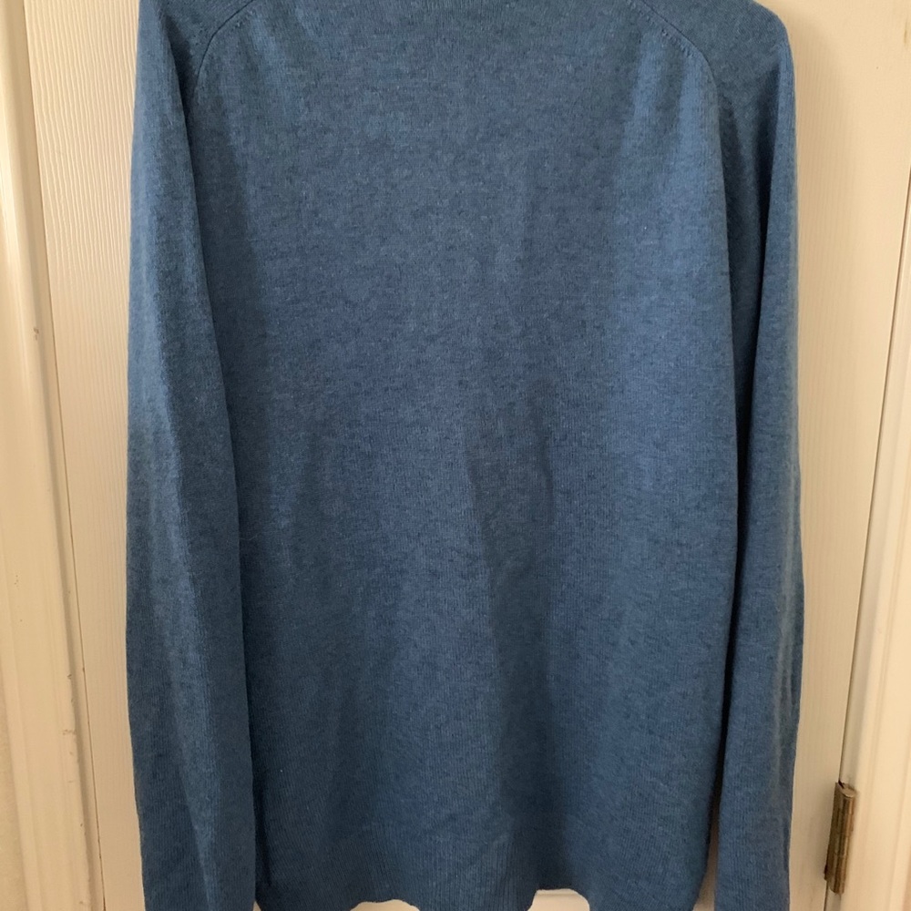 Alan Paine Blue Lambswool V Neck Sweater. Size 44